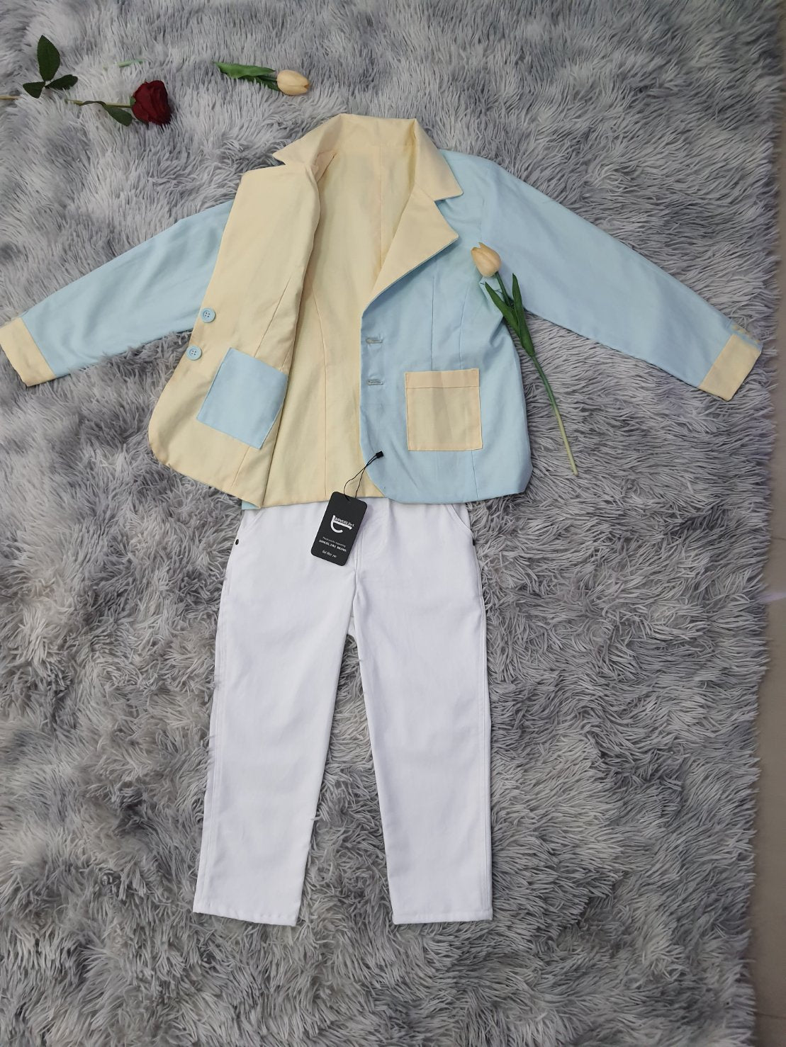 Kids Reversible Pastel Suit – Two Styles in One (Blue & Yellow)