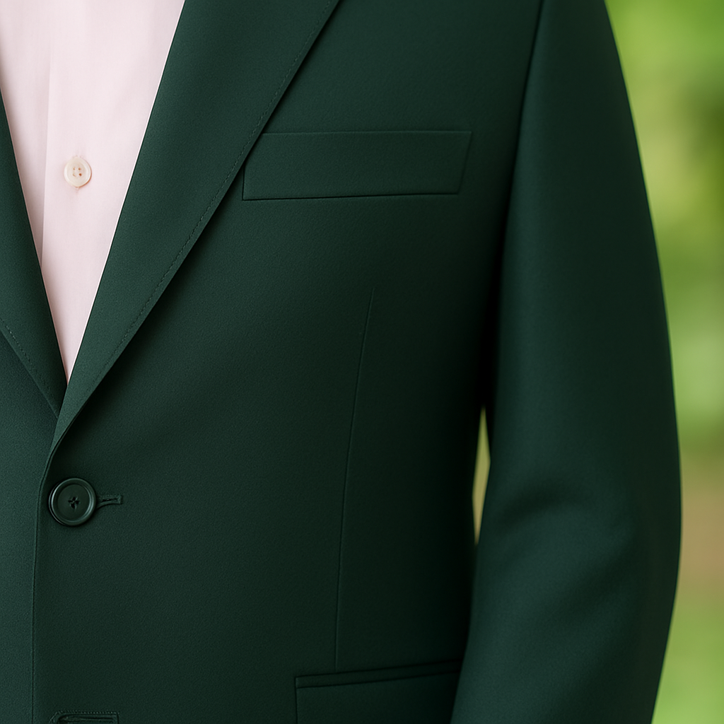 Made-to-Order Plus Size Forest Green Suit – Peak Lapel, Flap Pockets