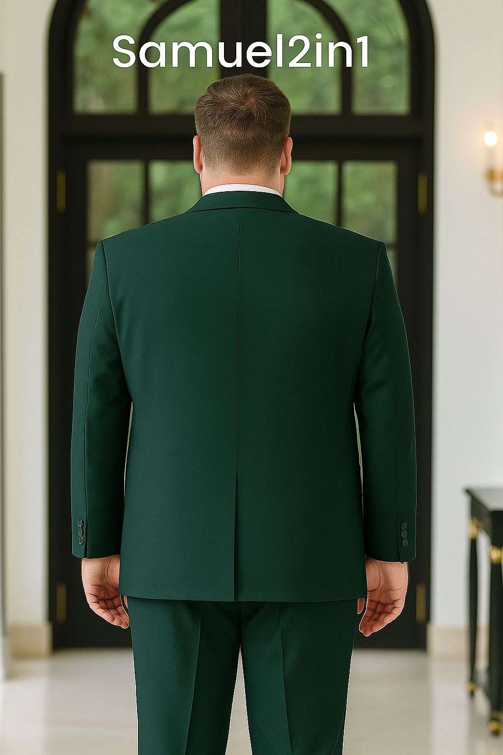Made-to-Order Plus Size Forest Green Suit – Peak Lapel, Flap Pockets