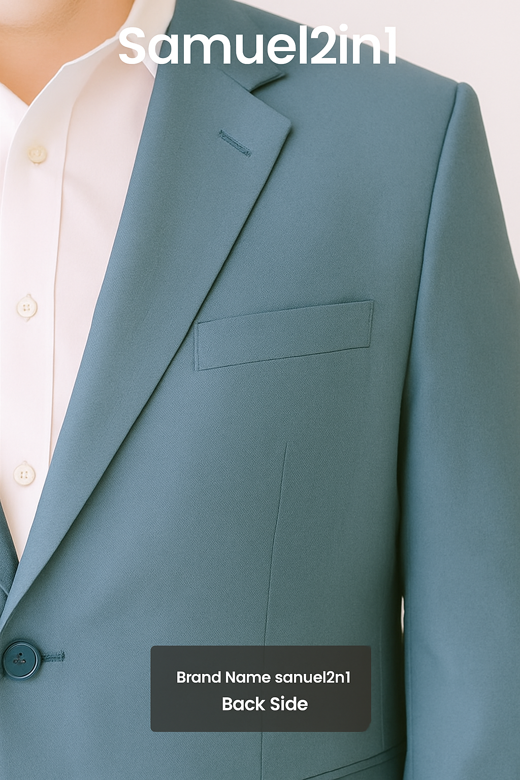 Made-to-Order Plus Size Sky Blue Suit – Notch Lapel, Flap Pockets
