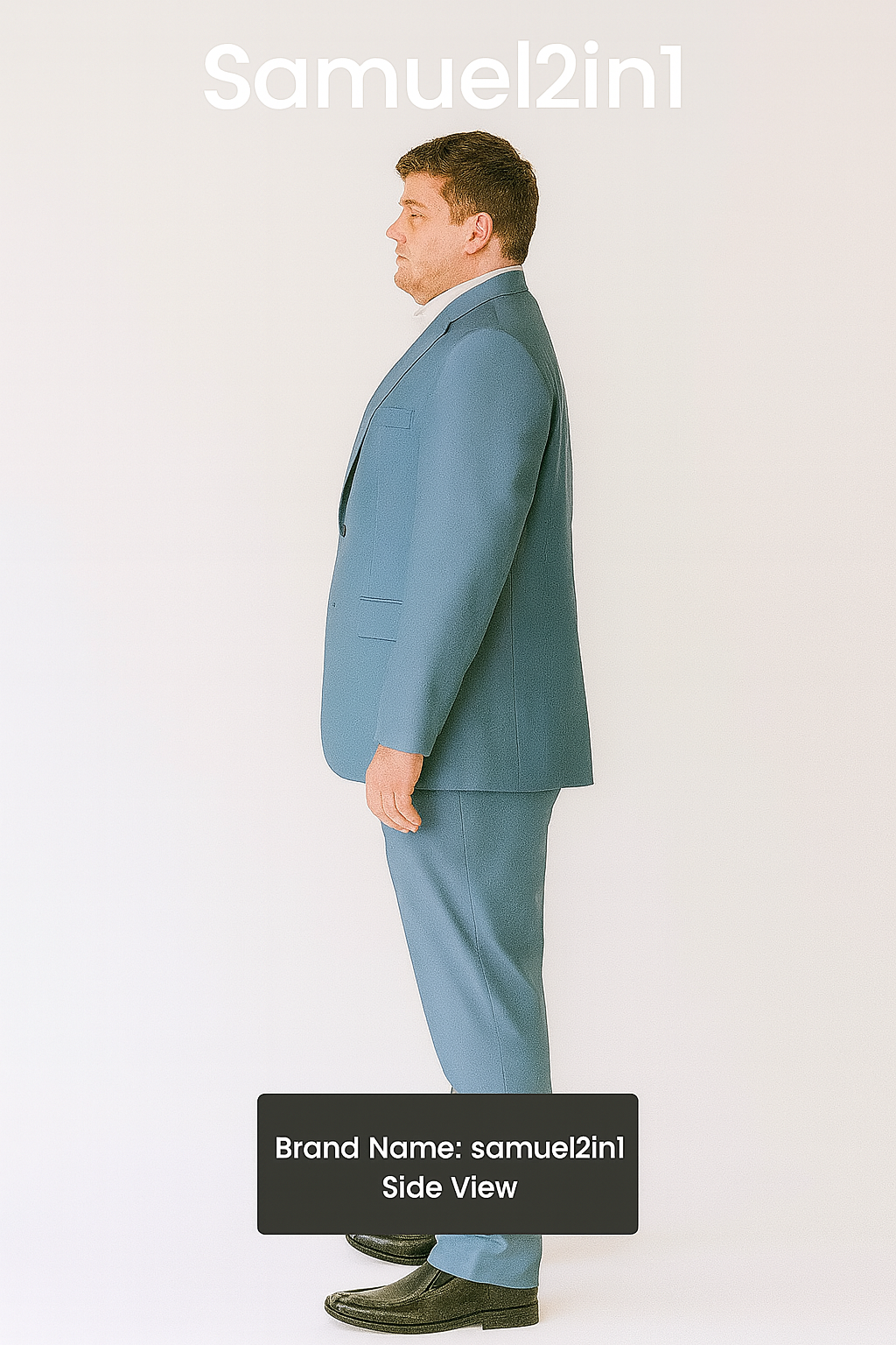 Made-to-Order Plus Size Sky Blue Suit – Notch Lapel, Flap Pockets