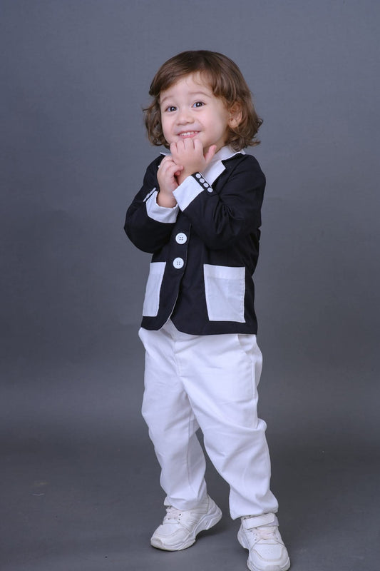Kids Reversible Suit Set – Two Styles in One (Black & White)