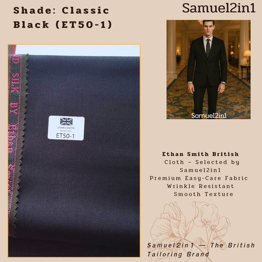 Premium Suit Fabric – Jet Black (ET50-1) | Ethan Smith