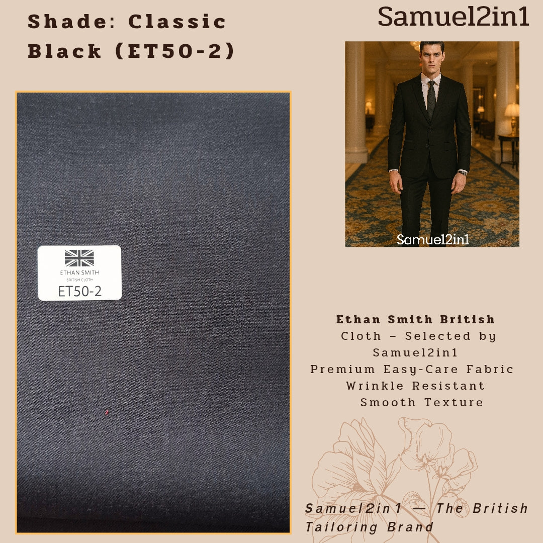 Premium Suit Fabric – Classic Black (ET50-2) | Ethan Smith