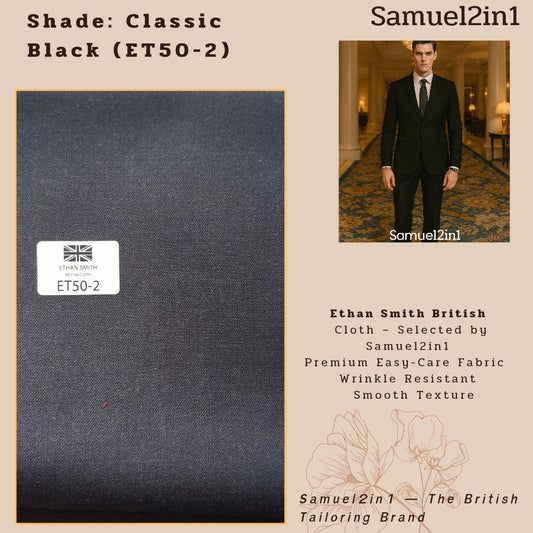 Premium Suit Fabric – Classic Black (ET50-2) | Ethan Smith