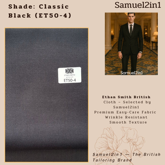 Premium Suit Fabric – Classic Black (ET50-4) | Ethan Smith