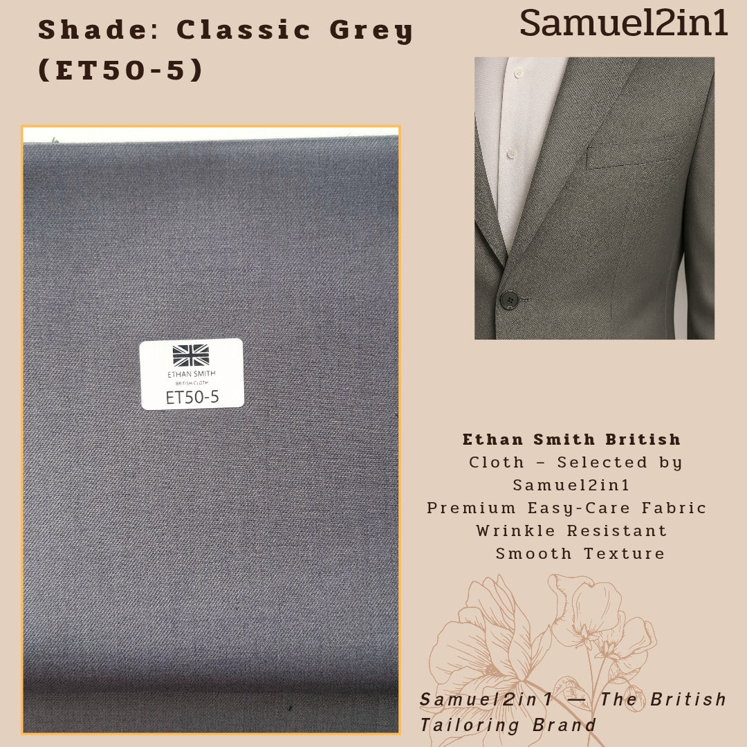 Premium Suit Fabric – Classic Grey (ET50-5) | Ethan Smith