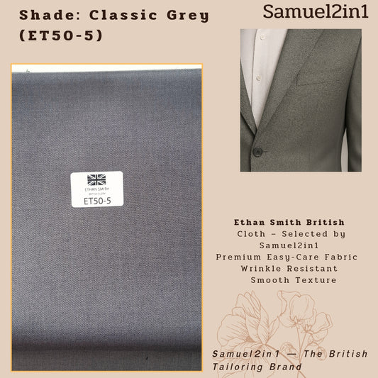 Premium Suit Fabric – Classic Grey (ET50-5) | Ethan Smith