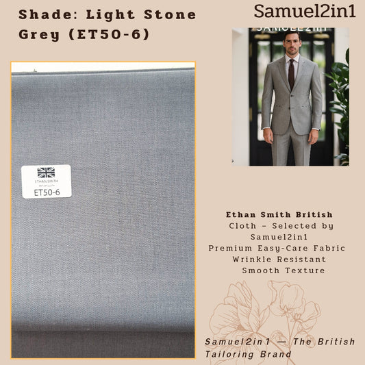 Premium Suit Fabric – Light Stone Grey (ET50-6) | Ethan Smith