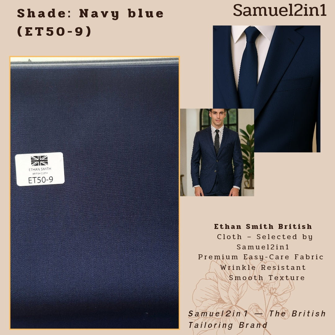 Premium Suit Fabric – Navy Blue (ET50-9) | Ethan Smith
