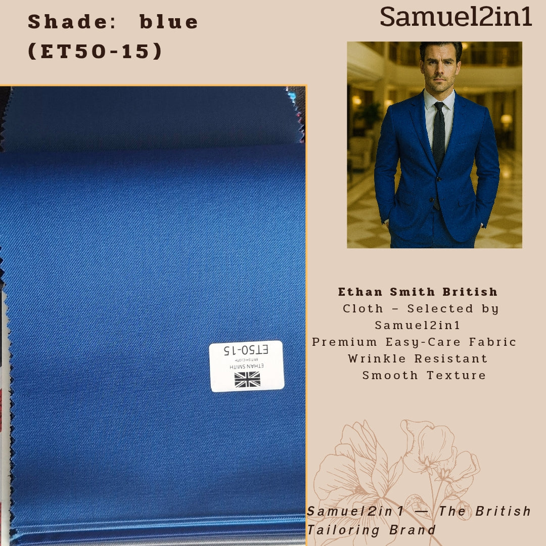 Premium Suit Fabric – Blue (ET50-15) | Ethan Smith British