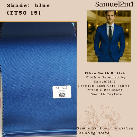 Premium Suit Fabric – Blue (ET50-15) | Ethan Smith British