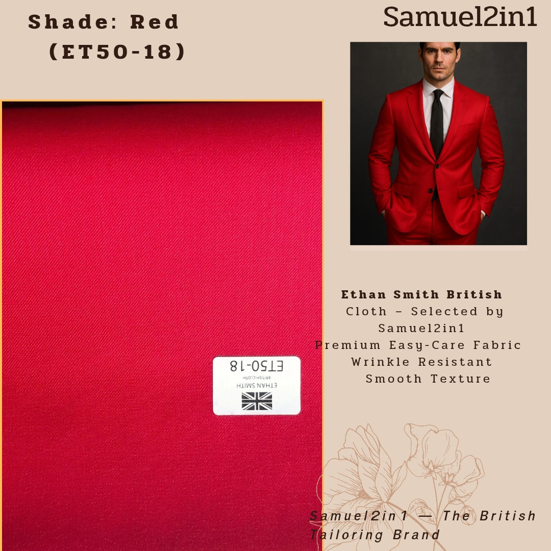 Premium Suit Fabric – Red (ET50-18) | Ethan Smith British
