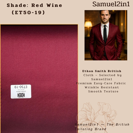 Premium Suit Fabric – Red Wine (ET50-19) | Ethan Smith