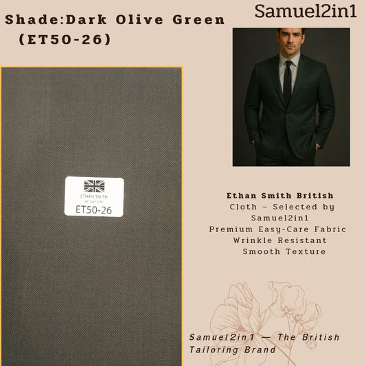 Premium Suit Fabric – Dark Olive Green (ET50-26)