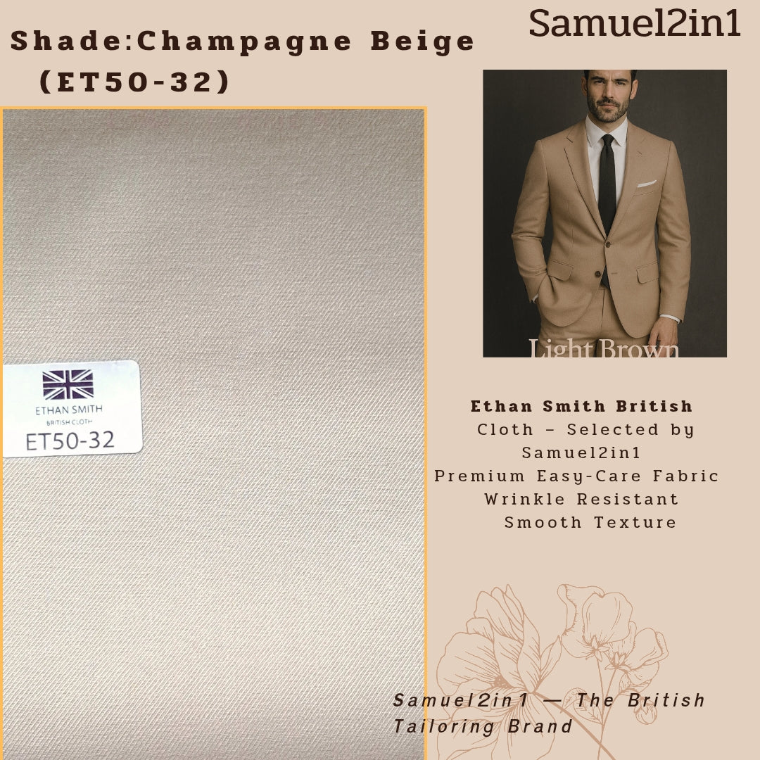 Premium Suit Fabric – Champagne Beige (ET50-32)