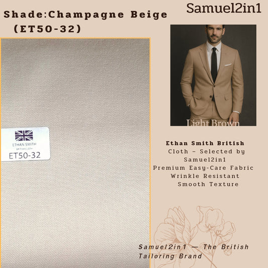 Premium Suit Fabric – Champagne Beige (ET50-32)