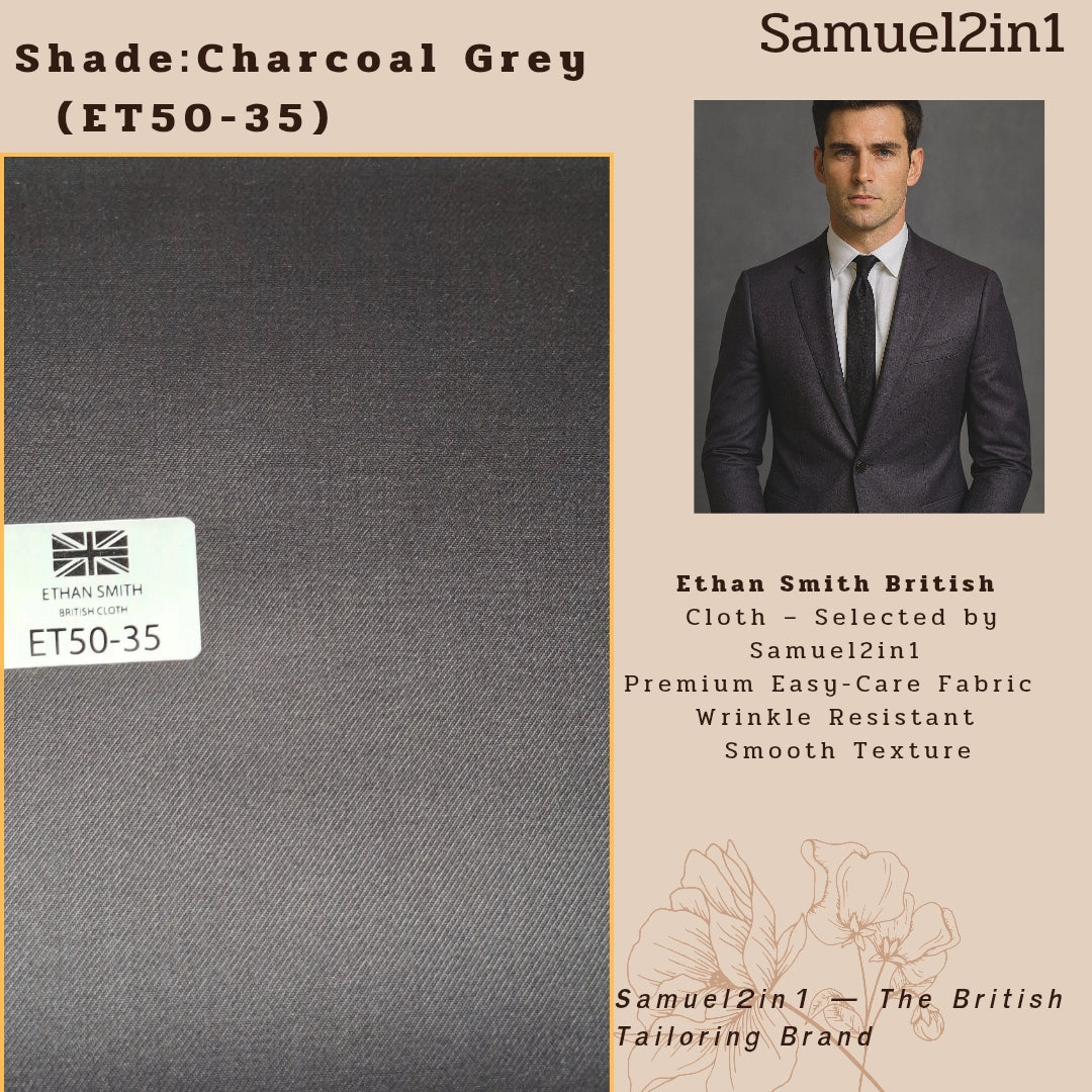 Charcoal Grey Suit Fabric (ET50-35) - Samuel2in1