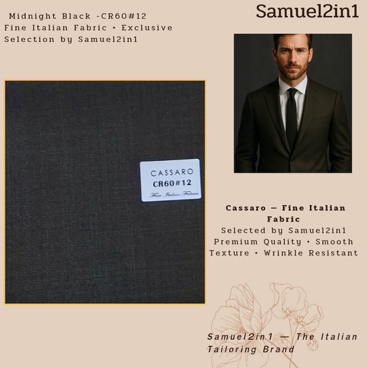 MIDNIGHT BLACK – CR60#12 Cassaro Fine Italian Fabric