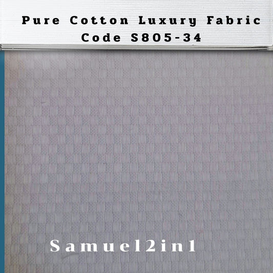 Pure Cotton Luxury Fabric – Code S805-34 (White)