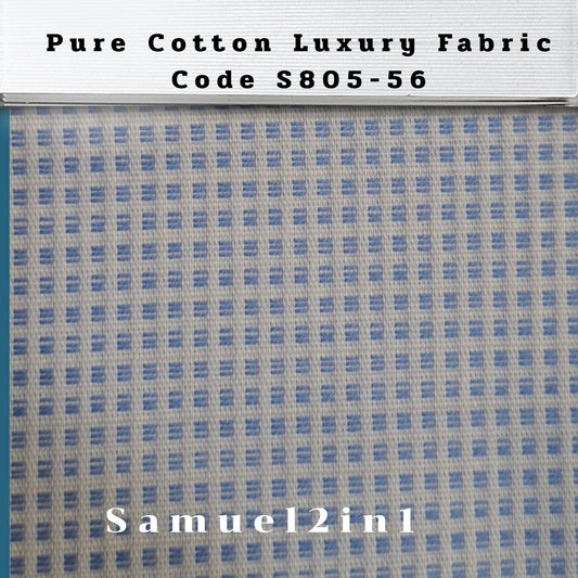Pure Cotton Luxury Fabric - Code S805-56 (Blue)