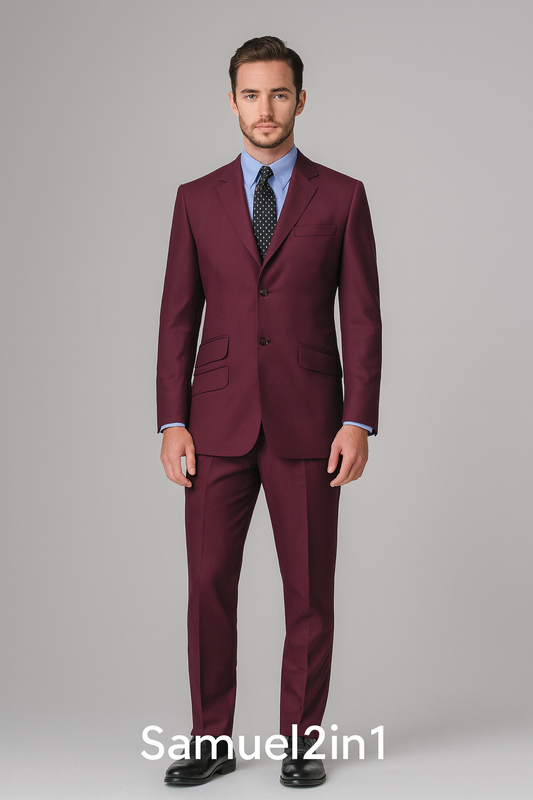 Made to Order Burgundy Mod Suit | Samuel2in1 Premium Tailoring
