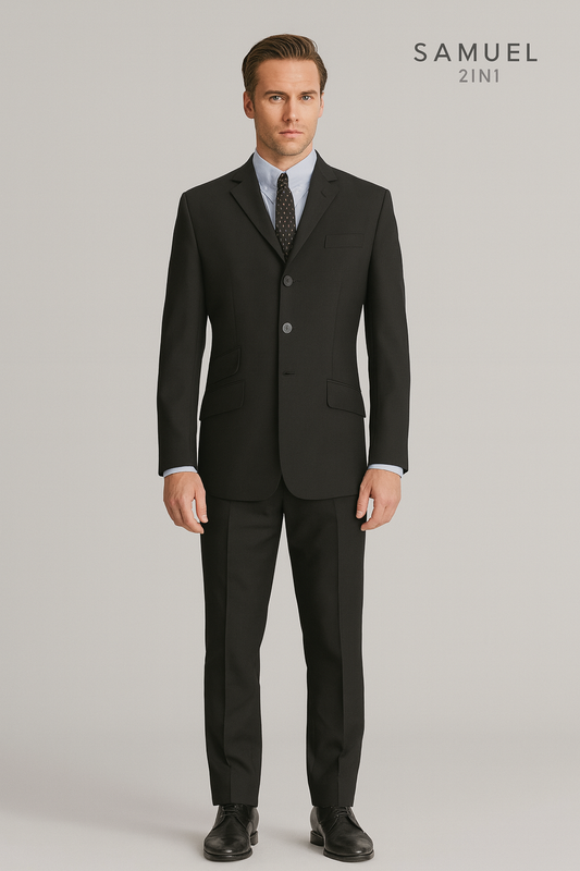Samuel2in1 Black Classic Mod Suit – Premium Cashmere Blend