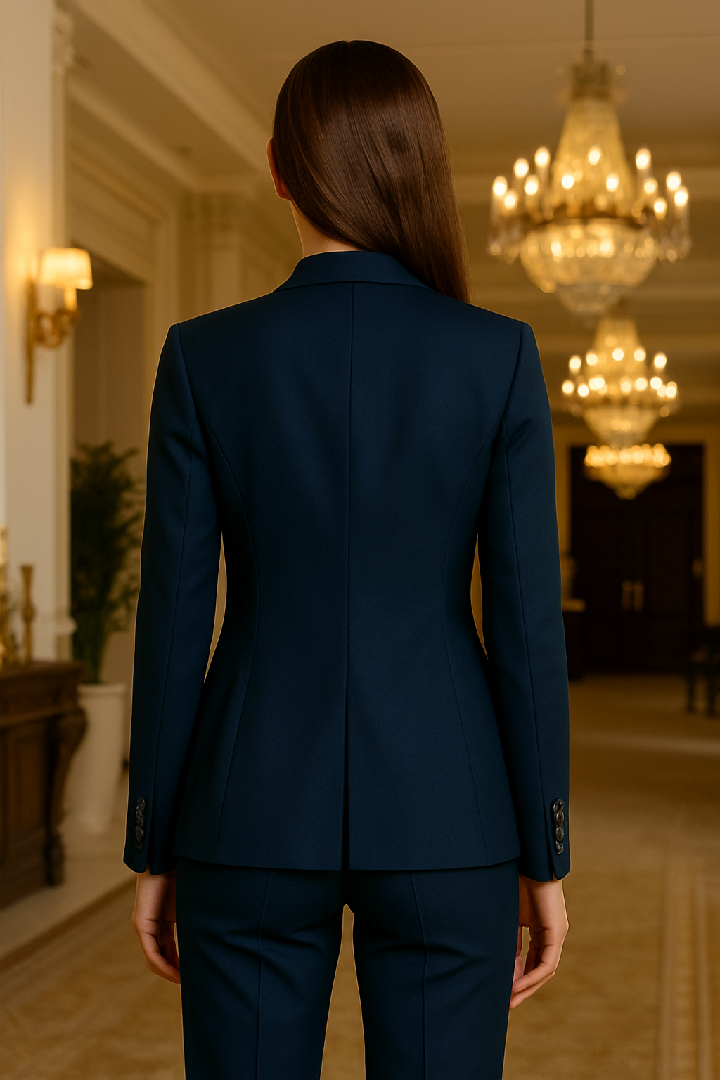 Navy Blue Women’s Tailored Cashmere Suit – Samuel2in1