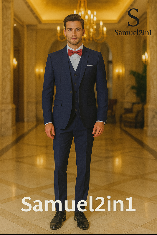 Samuel2in1 Classic Navy Blue Three-Piece Suit – Made to Order
