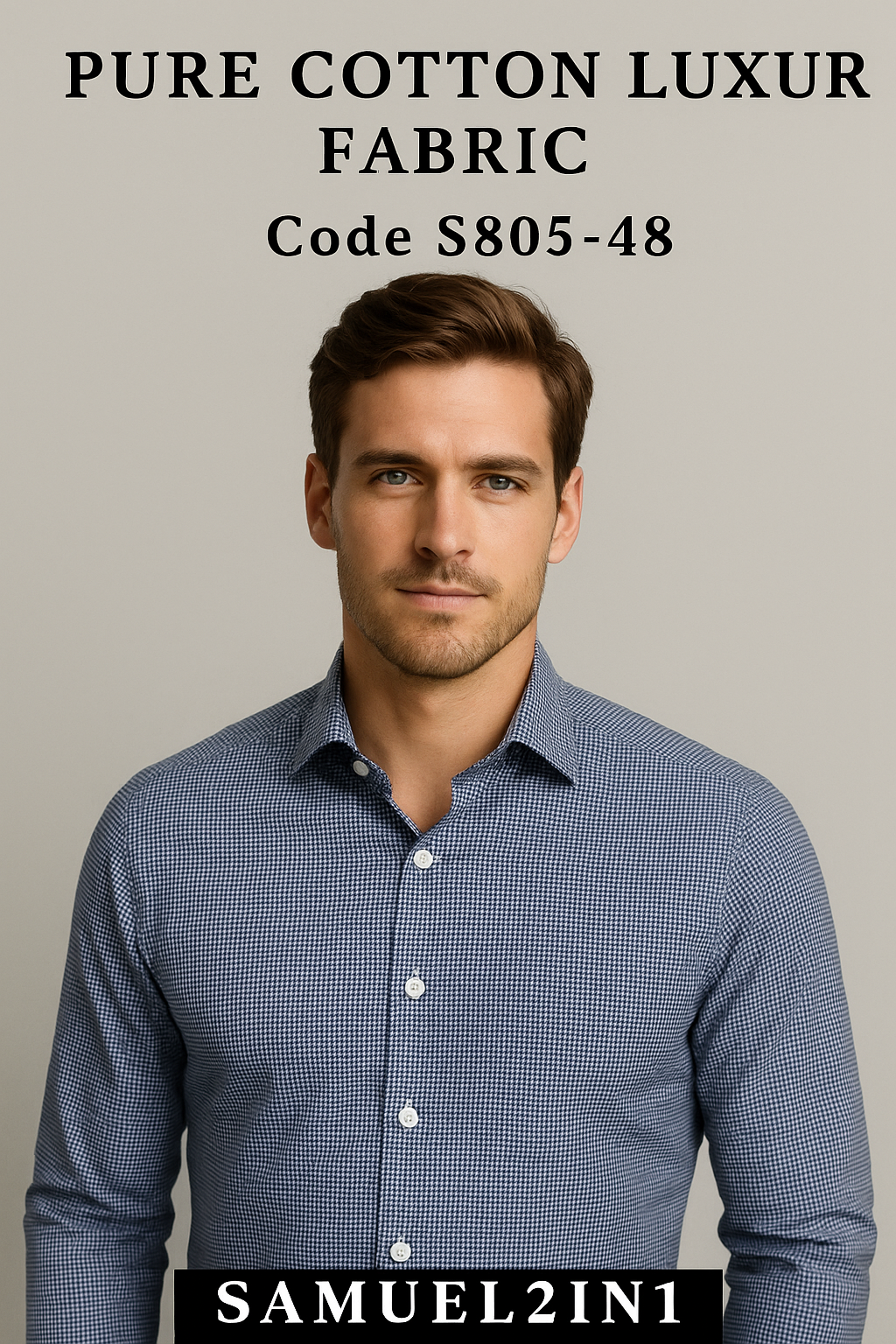 Pure Cotton Luxury Fabric – Code S805-48 (Blue)