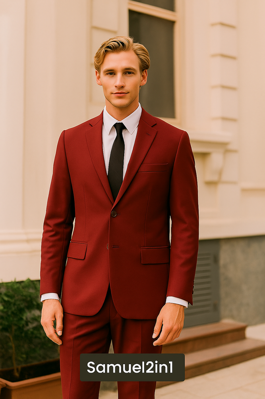 Samuel2in1 Made to Order – Burgundy Single-Breasted Suit with Notch Lapel
