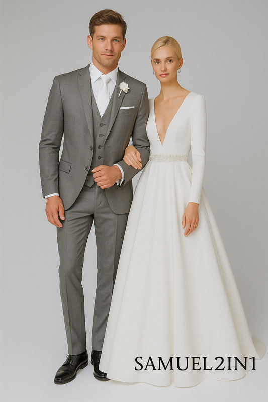 Light Grey Groom’s Suit – Made to Order Cashmere Blend