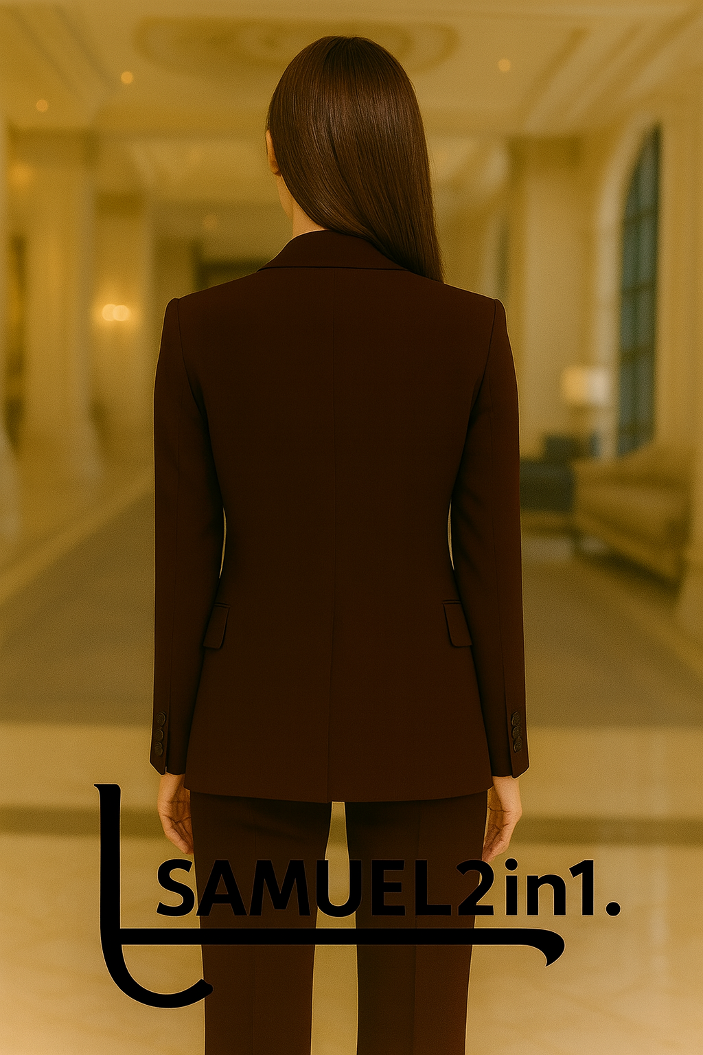 Made-to-Order Dark Brown Cashmere Women’s Suit with Satin Shawl Lapel | Samuel2in1 Tailoring