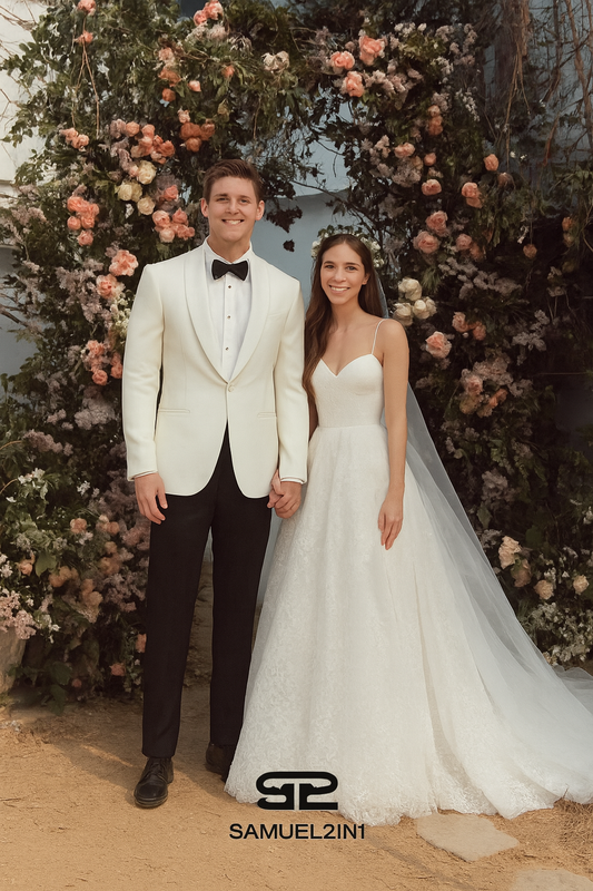 Classic White Groom’s Tuxedo – Made to Order Cashmere Blend
