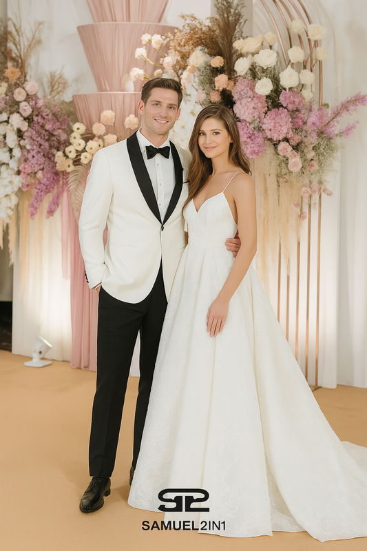 Luxury Groom’s Made to Order White Tuxedo – Cashmere Blend