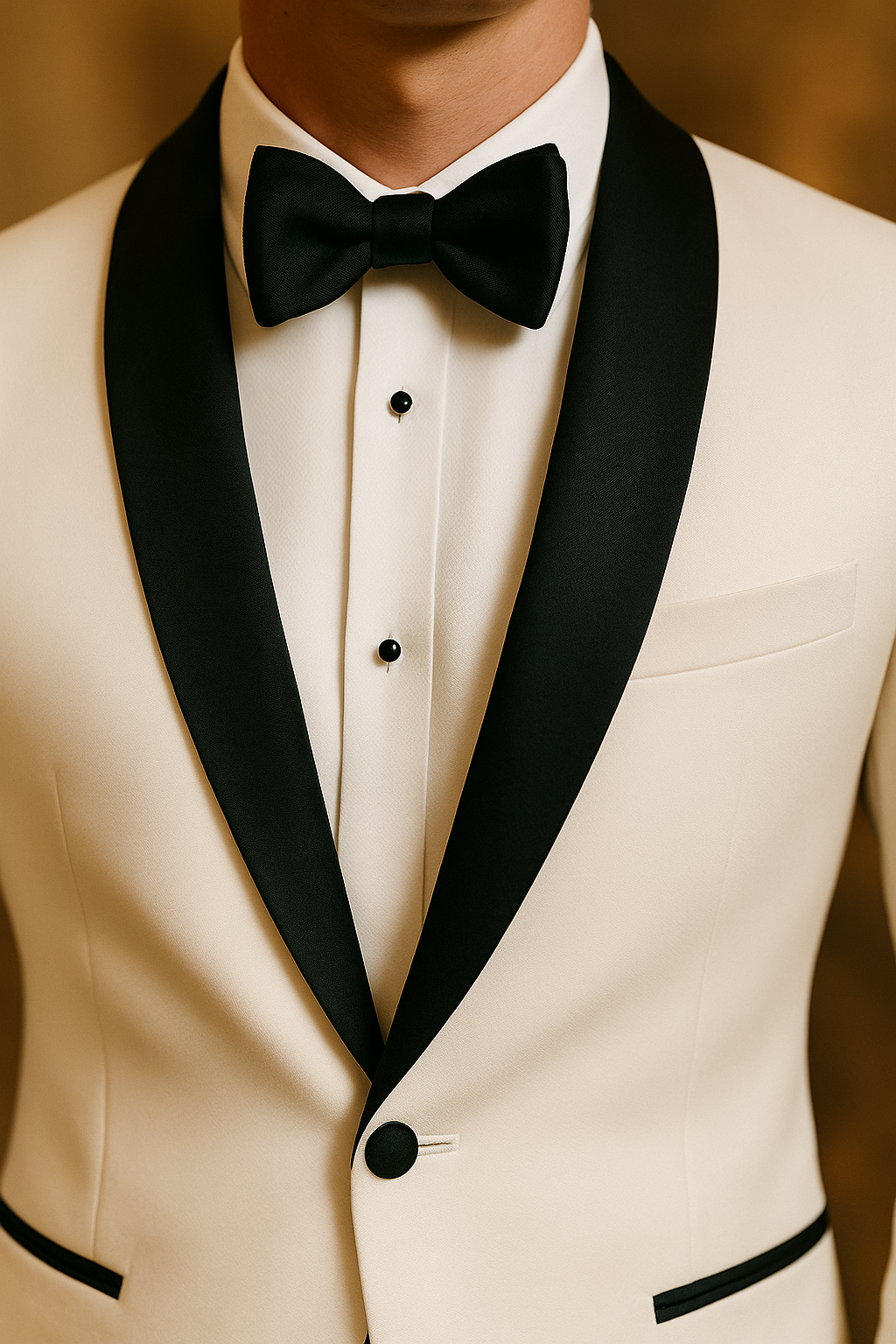 Samuel2in1 White Tuxedo with Black Shawl Lapel – Made to Order Luxury Men’s Formal Dinner Jacket