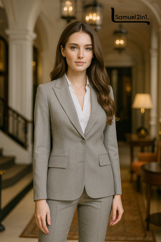Made-to-Order Grey Women’s Tailored Cashmere Suit | Samuel2in1