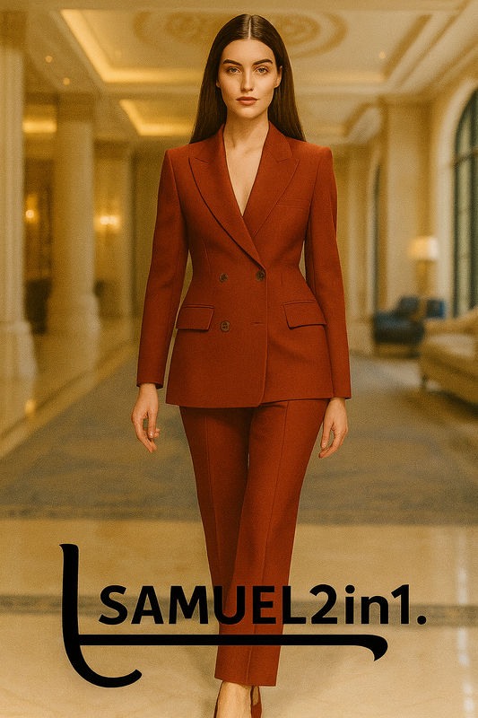 Made-to-Order Red Double-Breasted Women’s Suit | Samuel2in1 Tailoring