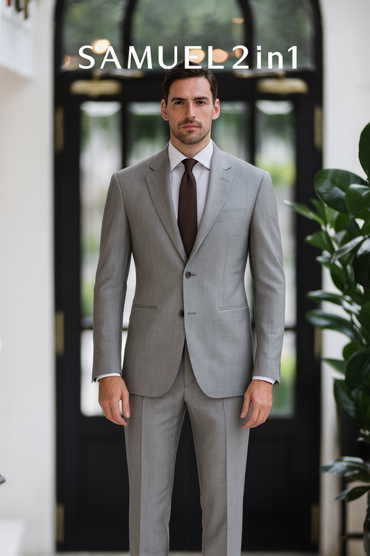 Men’s Light Grey Modern Business Suit – Samuel2in1