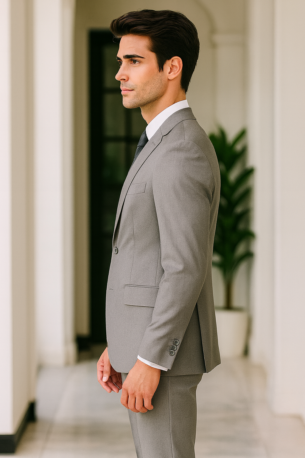 Samuel2in1 Made to Order – Classic Light Grey Business Suit | Notch Lapel
