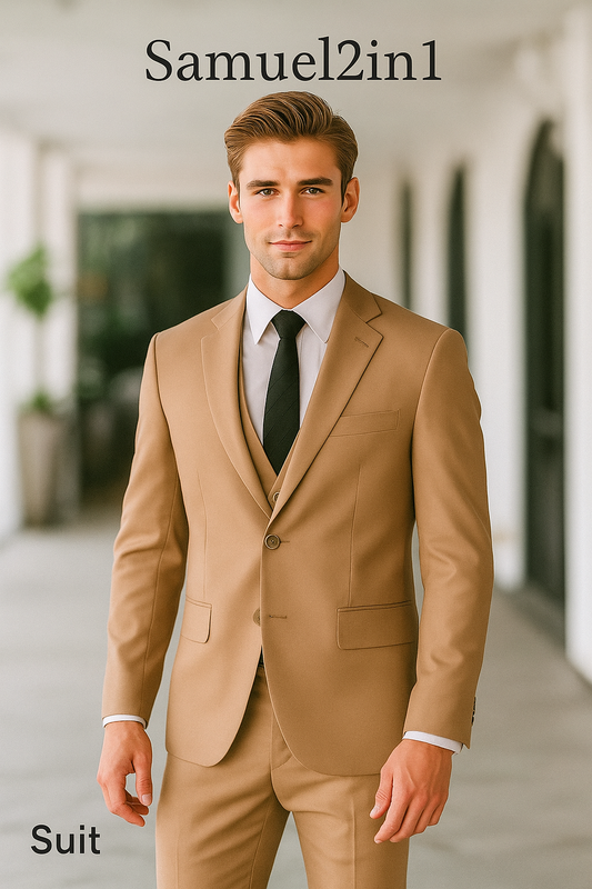 Samuel2in1 Camel Three-Piece Suit – Made to Order
