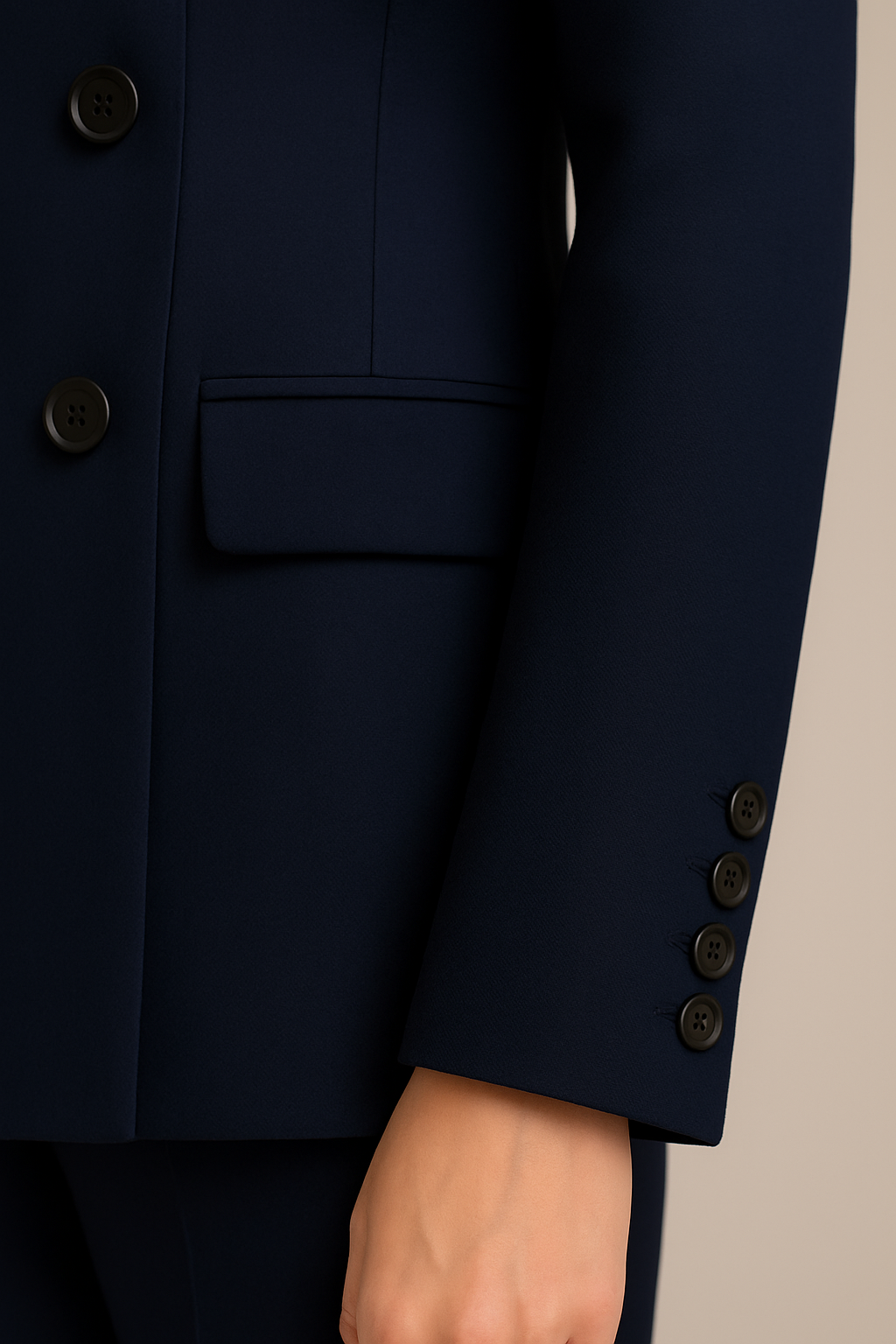Made-to-Order Navy Blue Double-Breasted Women’s Suit | Samuel2in1 Tailoring
