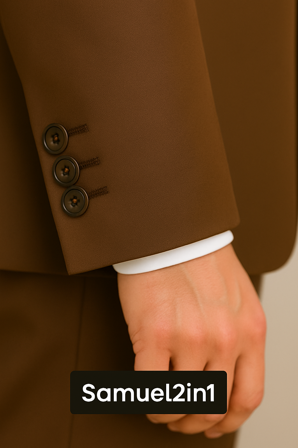 Samuel2in1 Made to Order – Classic Brown 3-Piece Business Suit | Peak Lapel