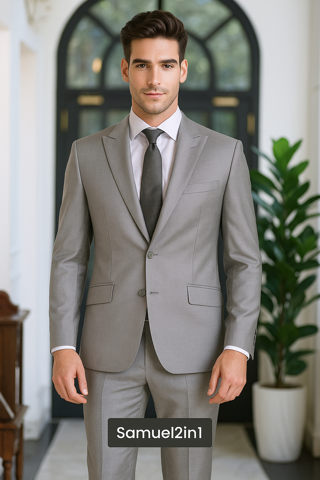Samuel2in1 Made to Order – Classic Light Grey Business Suit | Notch Lapel