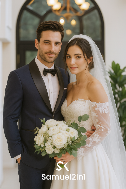 Navy Blue Peak Lapel Wedding Suit – Made to Order Groom Attire by Samuel2in1