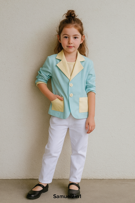 Kids Reversible Pastel Suit – Two Styles in One (Blue & Yellow)