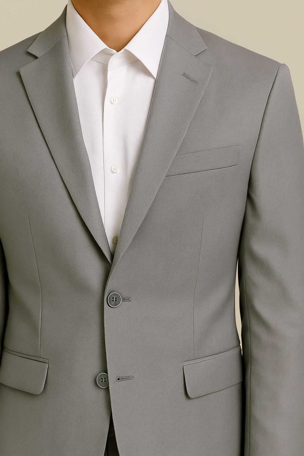 Samuel2in1 Made to Order – Classic Light Grey Business Suit | Notch Lapel