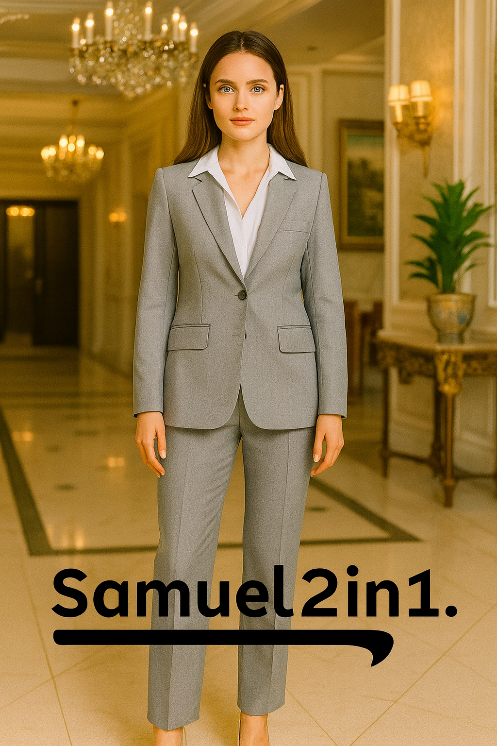 Made-to-Order Grey Women’s Straight-Leg Cashmere Suit | Samuel2in1