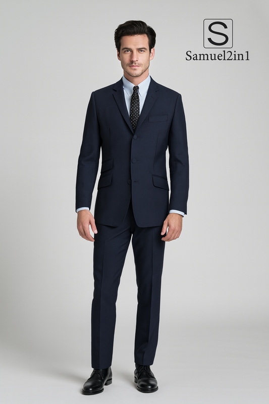 Samuel2in1 Men’s Navy Blue Suit – Classic Slim Fit 2-Piece Business & Formal Wear