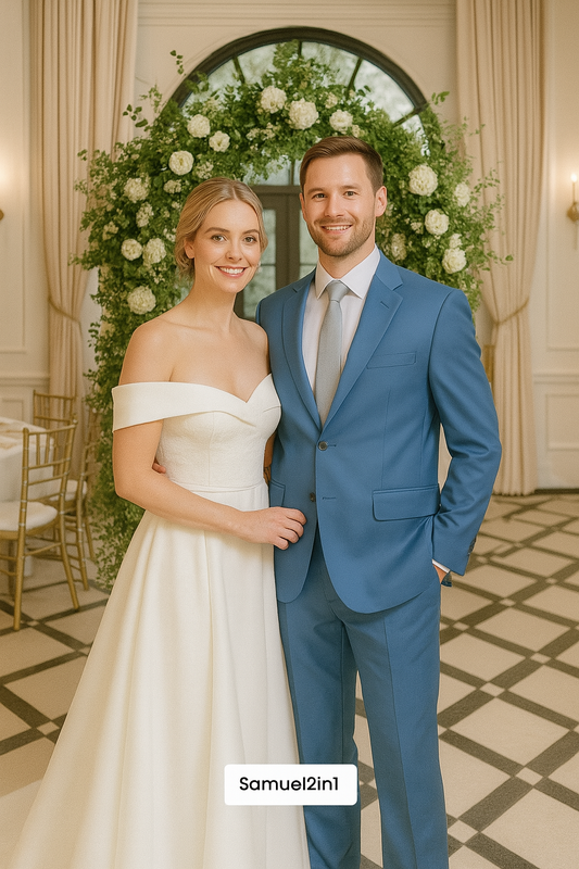 Sky Blue Cashmere Wedding Suit – Fresh & Modern Groom Attire by Samuel2in1